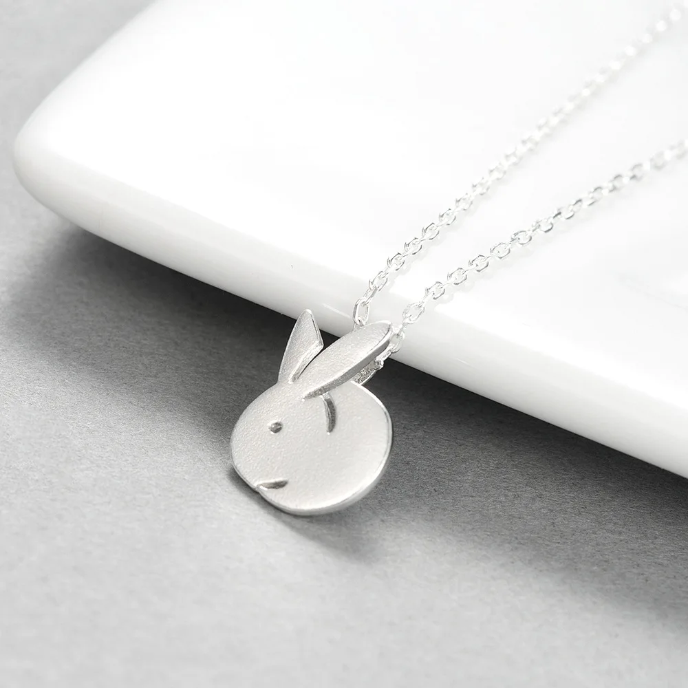 Cute Little White Rabbit women 100% 925 Sterling silver nacklace Jewellery Clavicle chain pendant charms