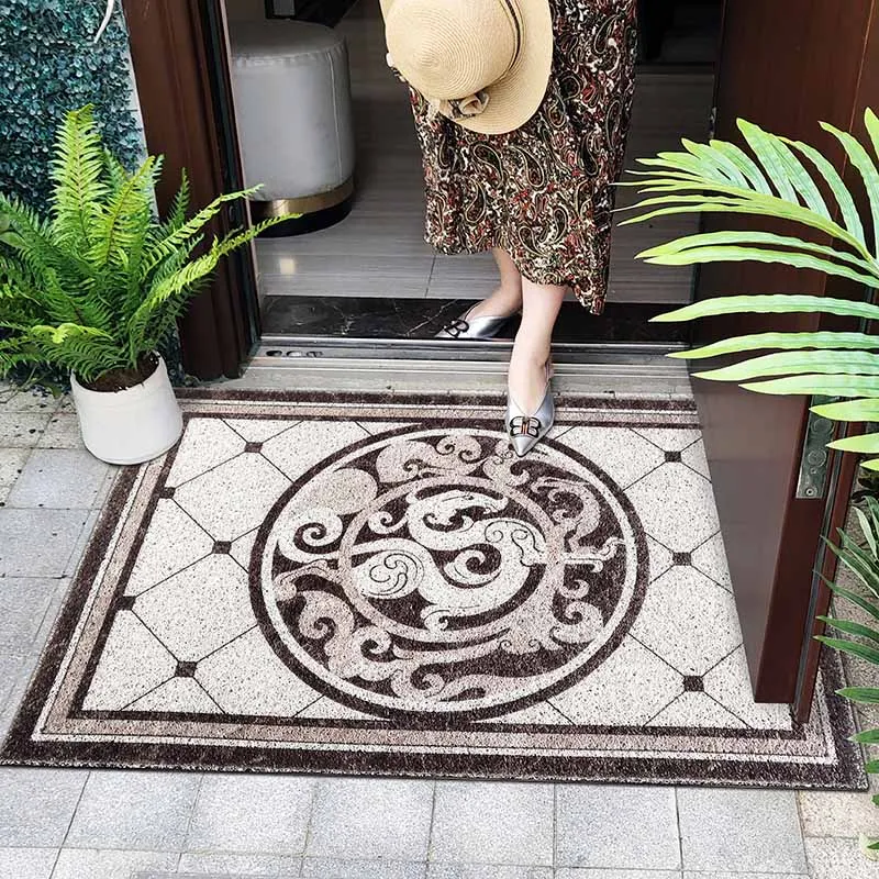 Online PVC Silk Schleife Staub proof Fuß Matte Mandala Blume Drucken Fußmatte Schuhe Schaber für Front Tür Bad Eingang Außerhalb nicht slip Teppich