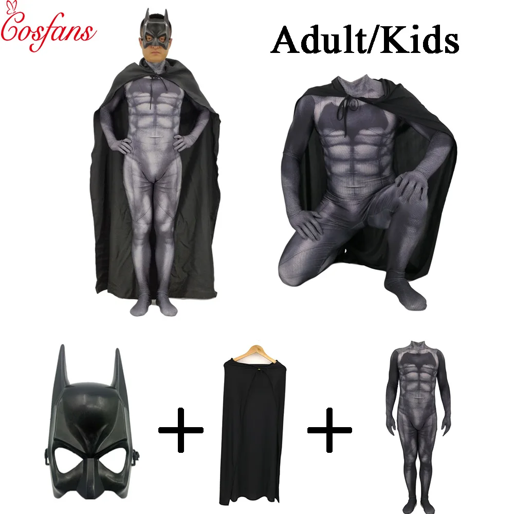 

Batman boy kids Cosplay Costume Bruce Wayne Cape Dark Knight Rise Cosplay Superhero Equipped Full Adult Men's Halloween women