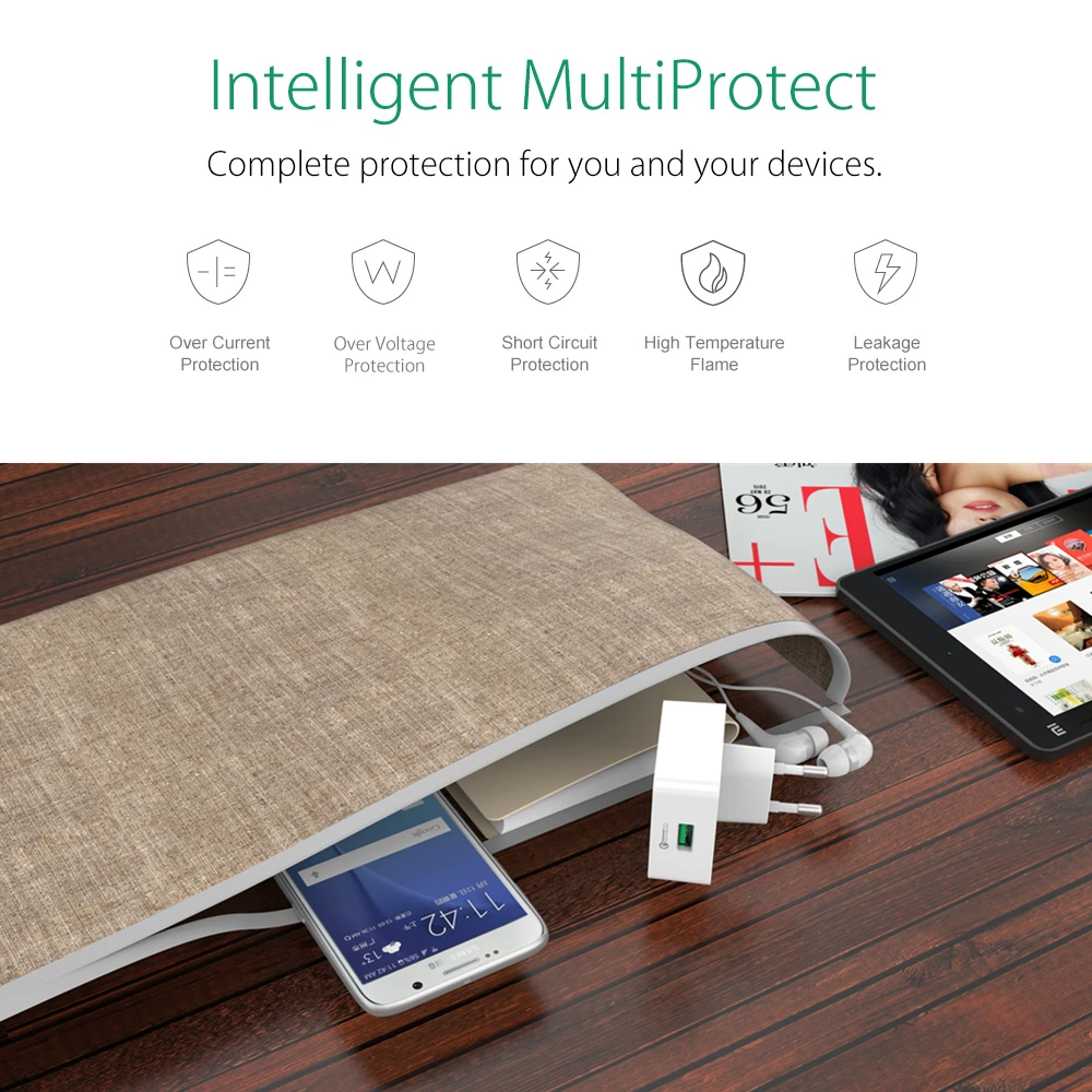 Быстрое зарядное устройство ORICO QC2.0 USB супер скоростное портативное настенное