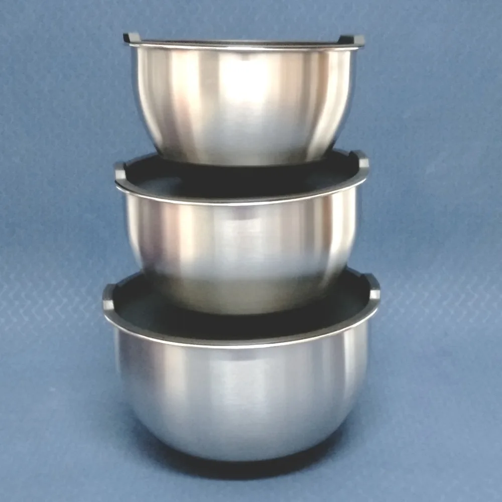 Billige Freies Verschiffen S 3 Edelstahl Rührschüssel W Deckel (2qt, 2.5qt, 3qt), höchste Qualität SS Rührschüssel Prep und Lagerung Set (295)