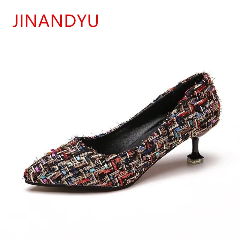 

Women Pumps Stilettos Middle Heels For Women Office Shoe European American Style 2019 Luxury Pointed Shallow Ladies Pump Shoes