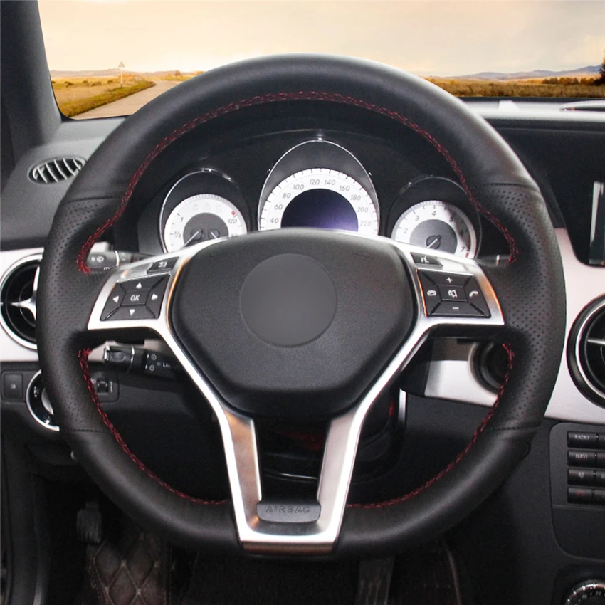 Чехол на руль MEWANT из черной искусственной кожи для Mercedes Benz A Class 2013 2015 CLA 2014 C 2014|leather