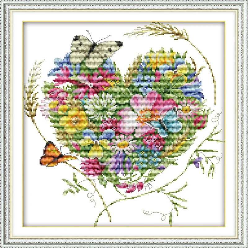 

Joy Sunday Cross Stitch Butterflies Love Flowers Clear Patter Floral Flower Print Counted Pattern Cross-Stitch Kits for Beginner