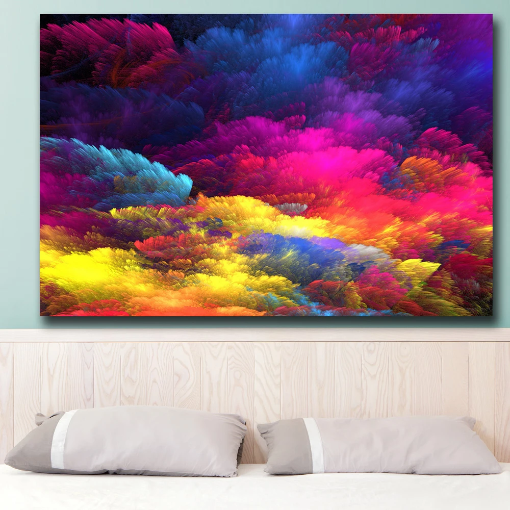 Wxkoil Wall Art Rainbow Colorful Colors Splash Wall Picture For Living
