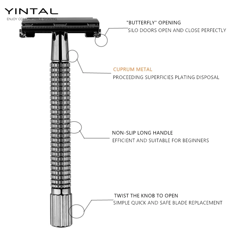 YINTAL длинная ручка версия бабочка открытый двойной край безопасности бритвы мужской классический бритвенный станок 1 Бритва 5 лезвий