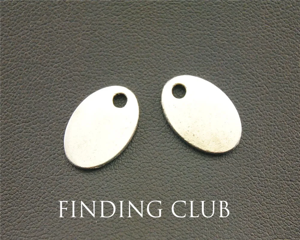 Buy 10pcs Antique Silver Blank Oval Charm Pendant