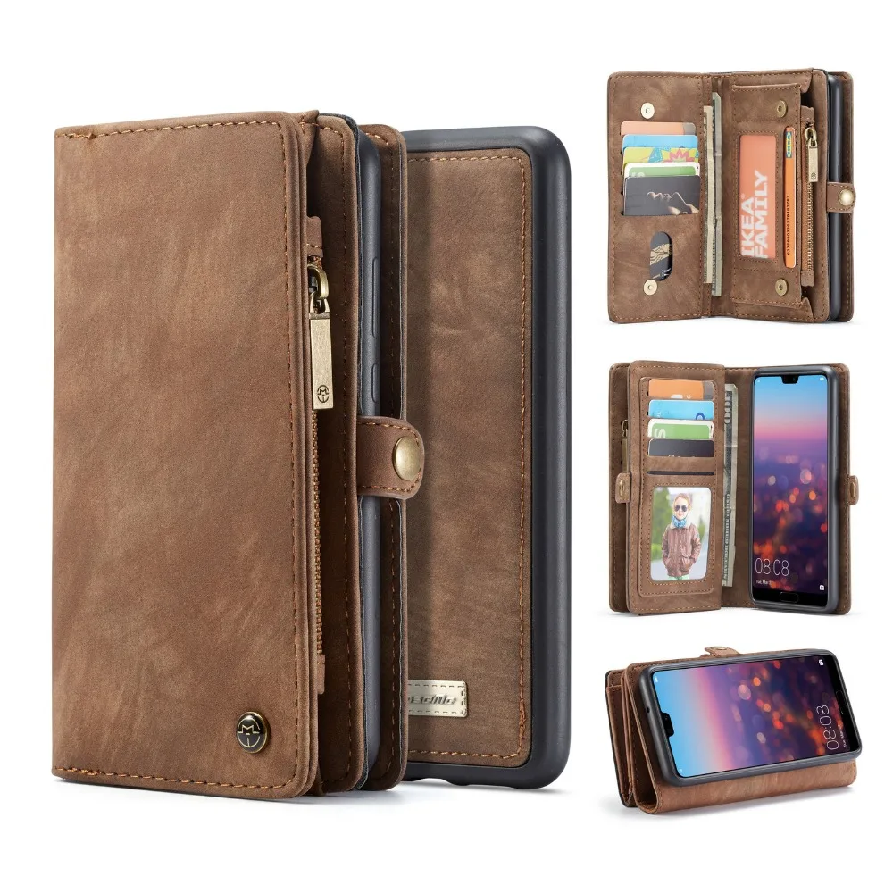 

Real Leather Cover For Huawei P20 Cases Luxury Multi-Functional Business Wallet Case Kickstand Anti-knock With Card Pocket