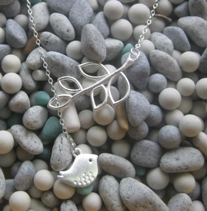necklaces & pendants brand new retro 925 sterling silver necklace tree and birds silver handmade original design jewelry