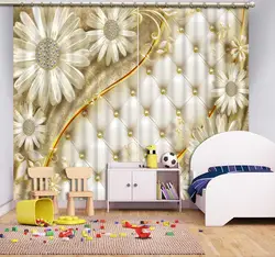 Большой цветочные шторы 3D шторы печати Blockout полиэстер Фото Ткань для комнаты спальня окна