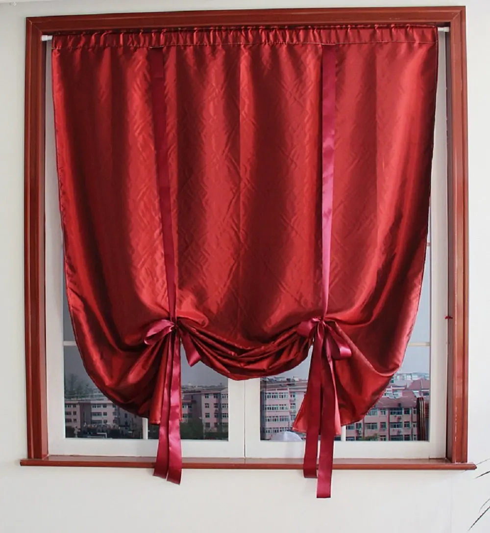 WINLIFE Rod Pocket Roman Curtain Tie Up Shade Window Panels for Living