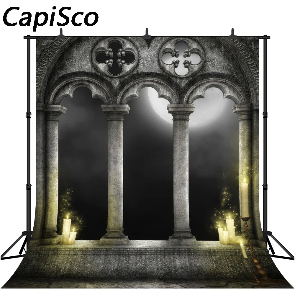 

Фон для фотосъемки с изображением старинного здания свечи Хэллоуин тема фотостудия реквизит горизонтальный фон для фотосъемки