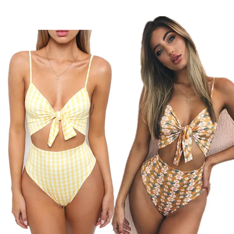 FALLINDOLL 2018 бикини с высокой талией Женский однотонный купальник сексуальный