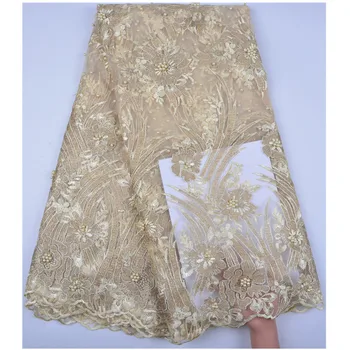 

2018 Nigerian Laces Fabrics Wedding African French Tulle Lace Embroidery Stones African Lace Fabric A1268