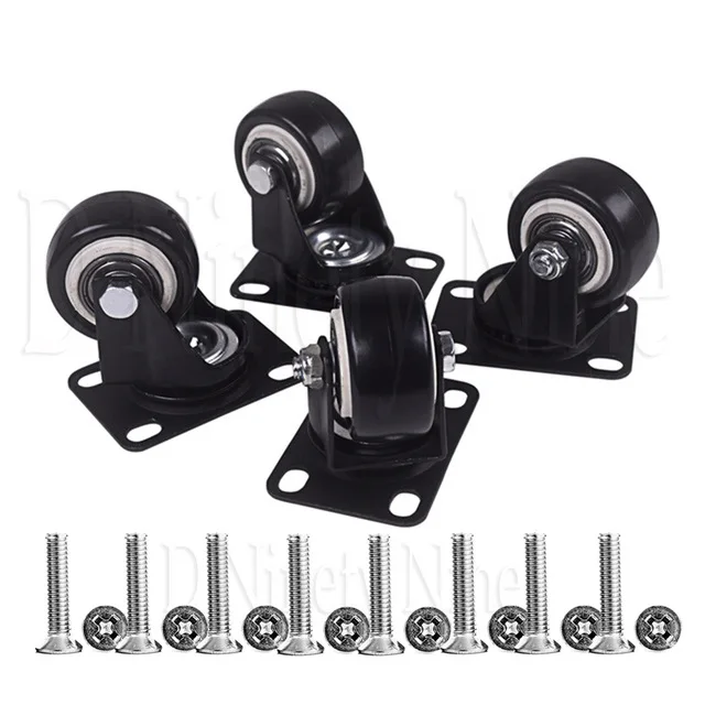 4 шт. 2 дюйма Dia Heavy Duty 616 lb черный полиуретановый Поворотный Ролик Колеса Тележка