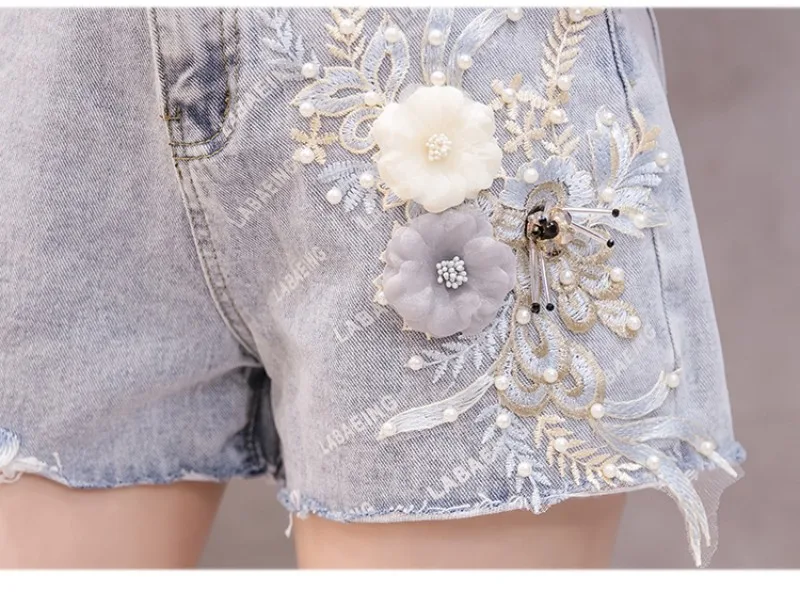2019 Новая Летняя мода бойфренд для женщин Embridery рваные с дырками джинсовые сексуальные джинсовые шорты Свободные женские джинсы с узорной