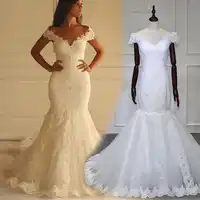 ヴィンテージ人魚のウェディングドレス 2019 アップリケレースのウェディングドレス Vestido デ noiva Sereia Renda 中国花嫁ドレス Boda カスタムメイド