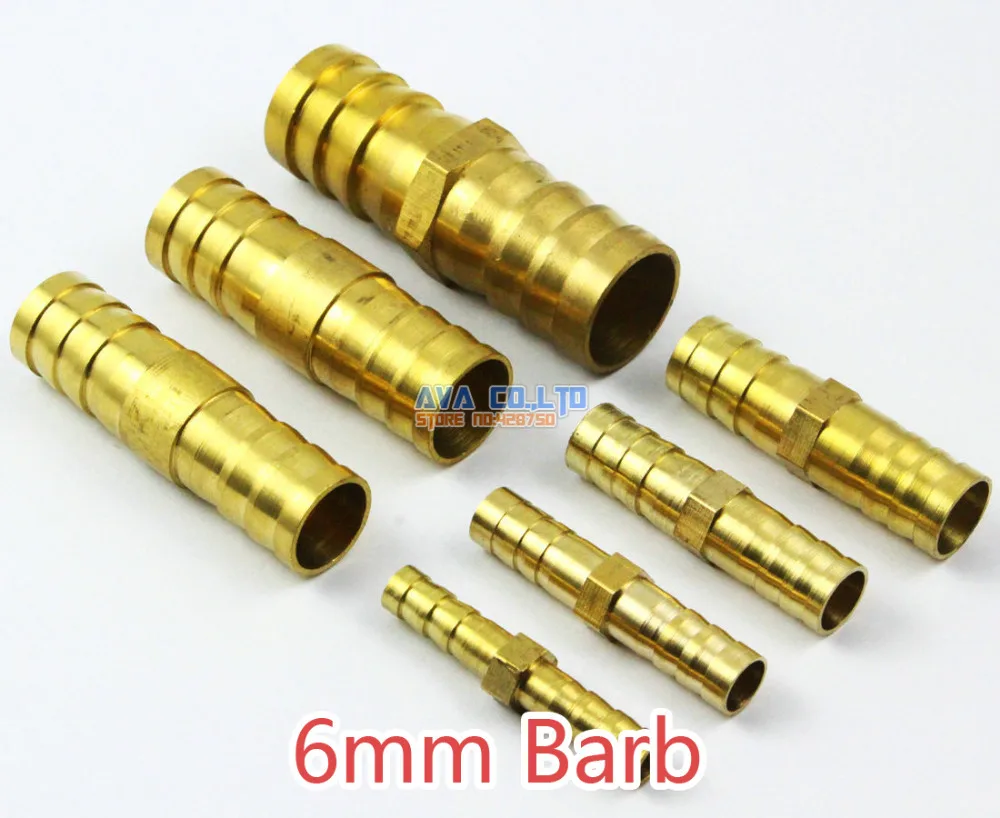 20 Pieces Brass Straight 6mm Fuel Hose Joiner Air Gas Water Hose