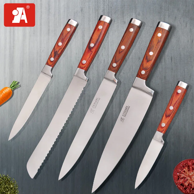 

A BRAND Kitchen Knives Chef Slicing Paring Utility Knife 8 5 3.5 Inch Color Wood Handle Stainless Steel Kitchen Cooking Tool