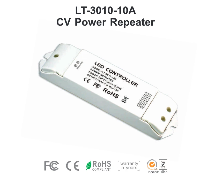

LT-3010-10A CV Led Power Repeater(amplifier);DC5-24V input;10A*1CH output for single color strip