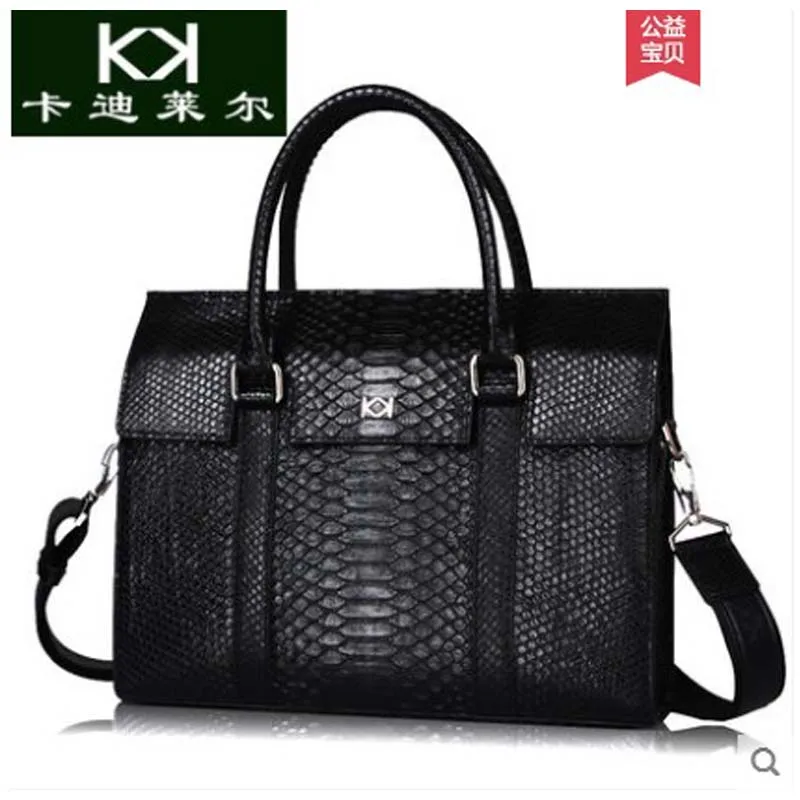 

kadiler Imported python skin men's bag, leather handbag, men's business bag, single-shoulder bag, luxury briefcase men handbag
