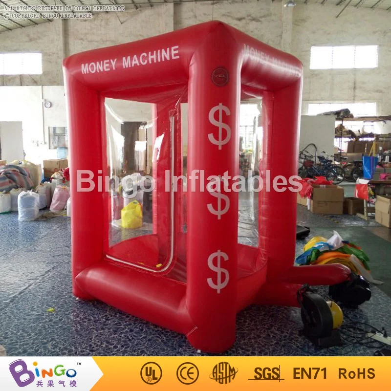  Customized red color 1.7X1.5X2.2 Meters inflatable cash grab machine promotional cubic inflatable m