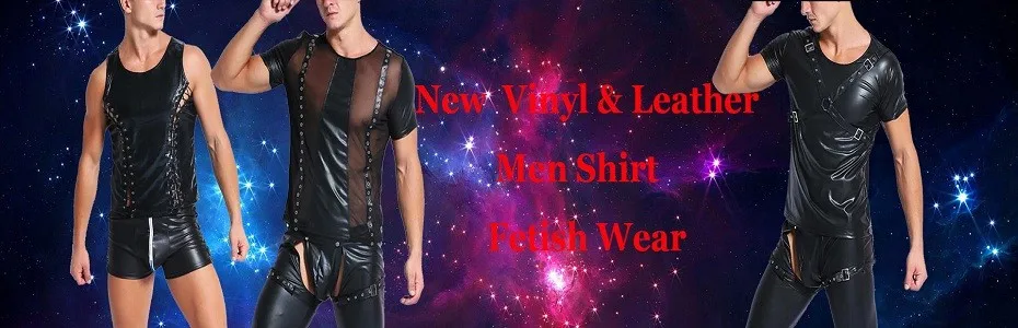 Sexy Men Faux Leather Bodysuit Exotic Fetish Bondage Restraint Lingerie Black Fantasy Gay Jumpsuit Teddy Vinyl Sex Underwear -