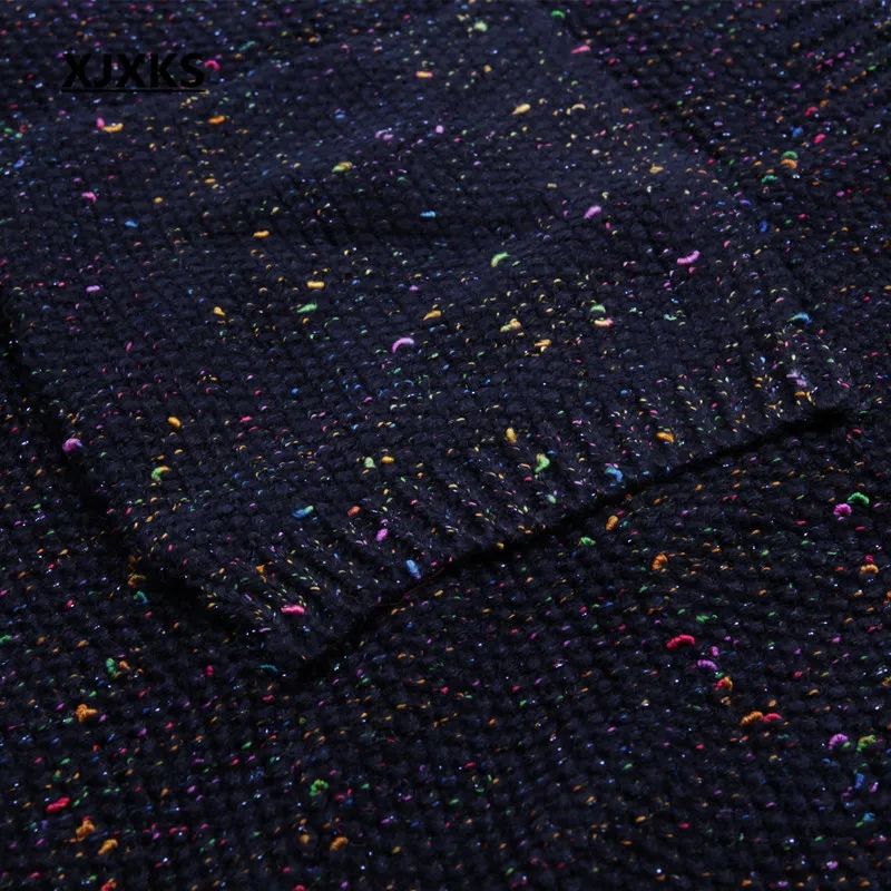 XJXKS, шерстяные вязанные женские кардиганы, длинный свитер, M-XL, осень и зима, с карманами, женский кардиган, джемпер