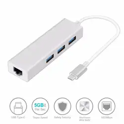 Тип usb C USB 3,0 HUB 1000/100/10 сетевой карты USB C концентратора Gigabit Ethernet Rj45 сетевой адаптер для ChromeBook MacBook