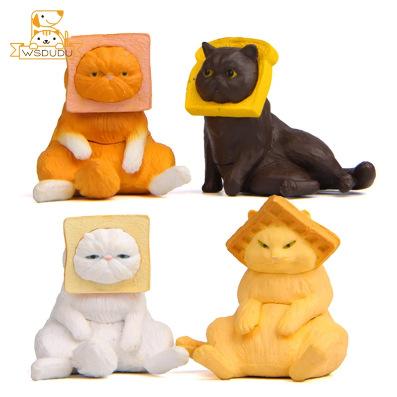 Cartoon Cats Action Figures Cat Toast Figures Kitten Figurines