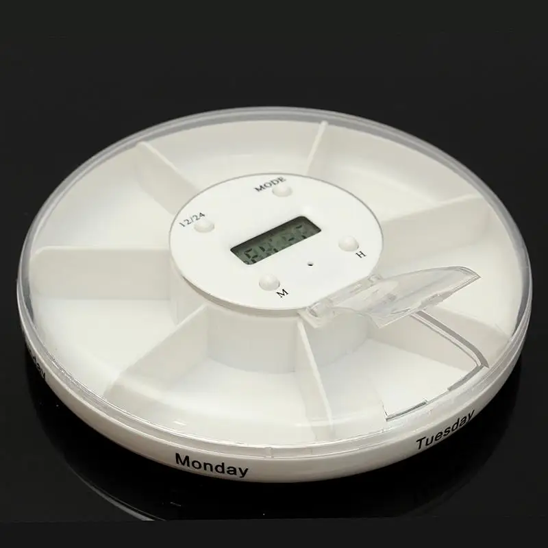 Mini Pill Storage Case 7 Days Reminder Medical Box 5 Alarms Timed