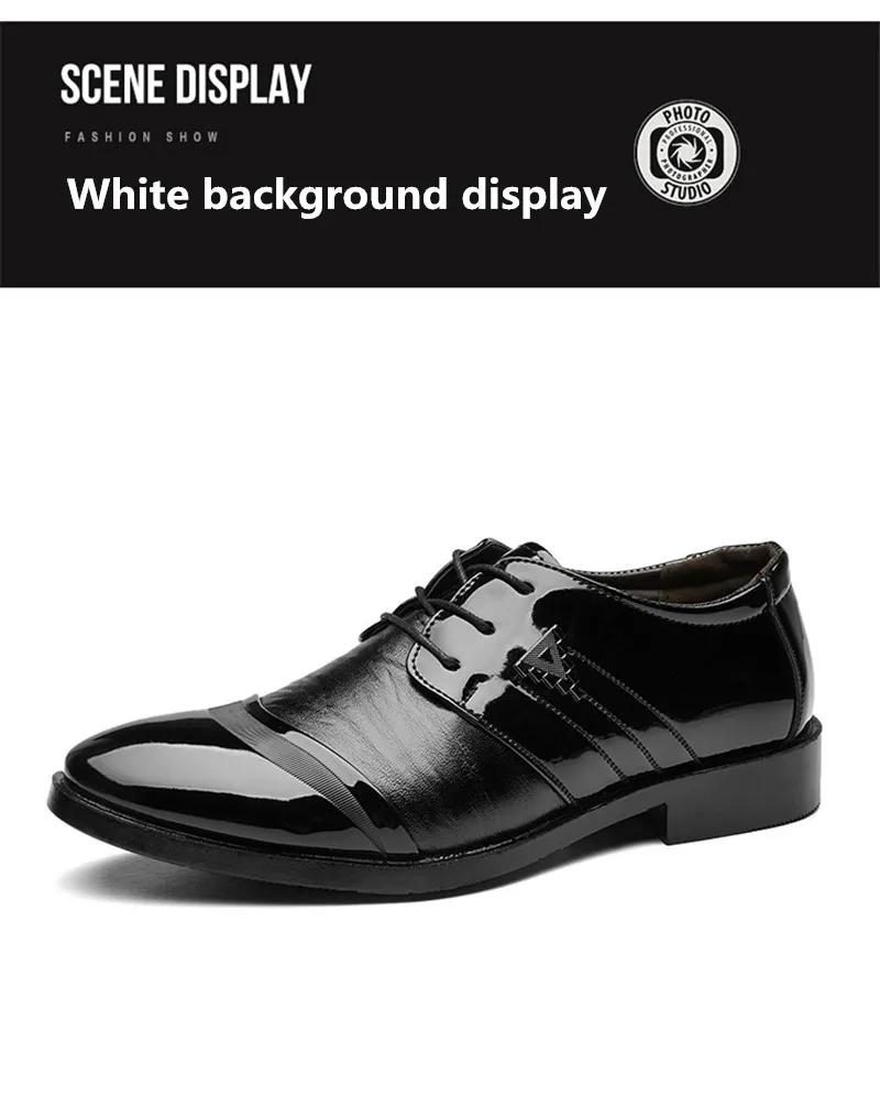 Leather shoes pointed men's ballroom dance dress shoes men's white wedding shoes Latin dance shoes fashion large size