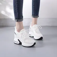 JINBEILEE New Height Increase Women's Shoes Sports Casual Walking Shoes Wild Wedge Sneakers  Breathable  Lace-Up