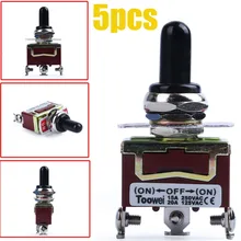 5pcs Toggle Switch Heavy Duty 20A 125V / 15A 250V AC SPDT 3 pin Three Term ON-OFF-ON Momentary 3P Toggle Switches w/Boot