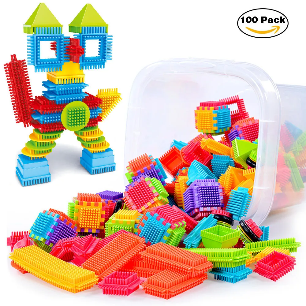 

Kid Christmas Gifts 100pcs Bristle Shape 3D Building Blocks Tiles Construction Playboards Toys Toddlers Kids 45#