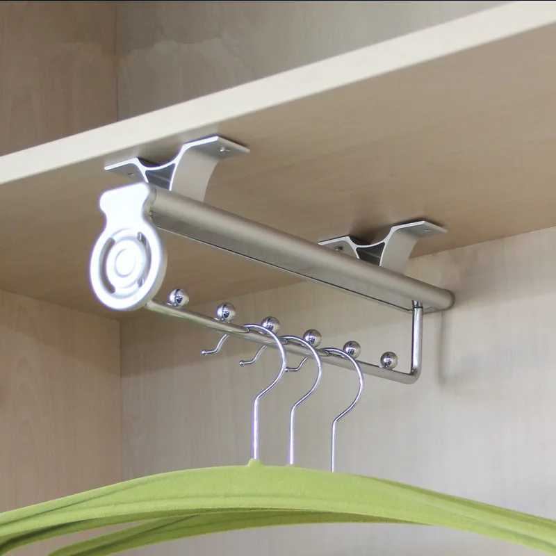 Free Shipping Wardrobe Hang Hanging Rod Metal Telescopic Hanging