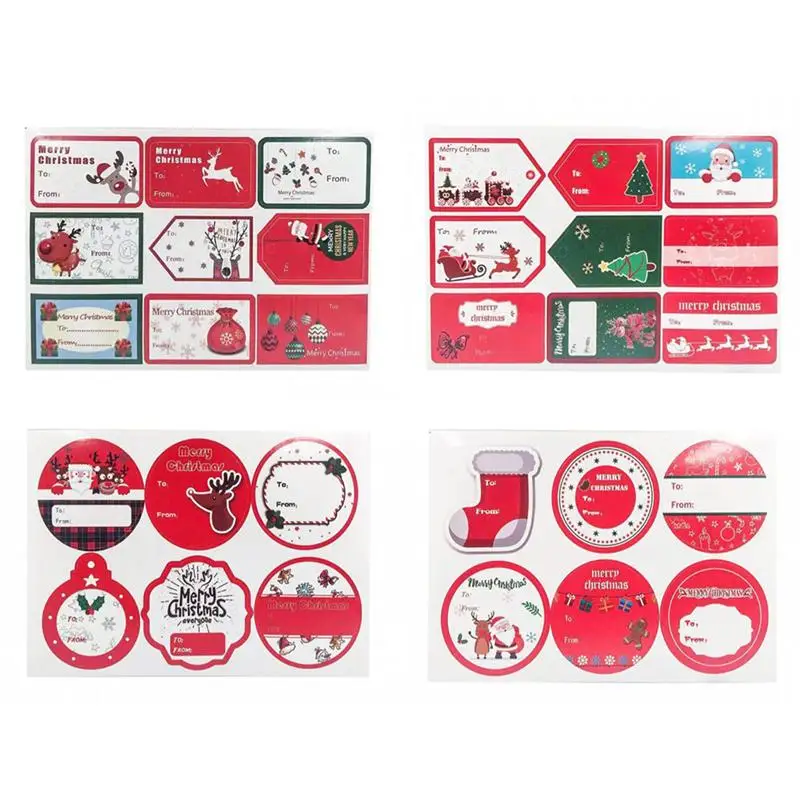 

12 Sheets Christmas Themed Sticker Self Adhesive Cute Cartoon Wrapping Label Paper Gift Tags Decals for Children