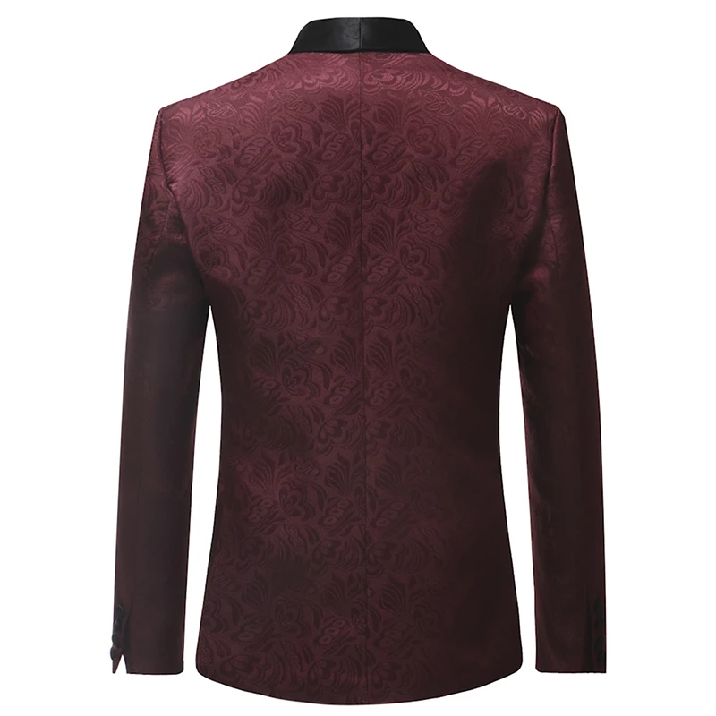 YUNCLOS New Arrival 2019 Men Suits Burgundy Red Jacquard 2 Pieces Set Tuxedo Groomsman Wedding Suits Terno Masculino YUNCLOS New Arrival 2019 Men Suits Burgundy Red Jacquard 2 Pieces Set Tuxedo Groomsman Wedding Suits Terno Masculino
