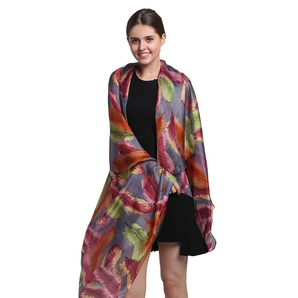 

[Long Scarf] 100% Silk Paj 110X180cm Long Shawls Pure Natural Silk Long Scarves New Fashion Desigual Printing Bikini Shawl