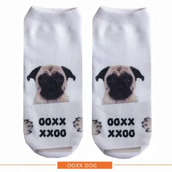 

RUNNING CHICK cartoon men and women short cotton socks Harajuku style animal dog 3D printing socks wholesale