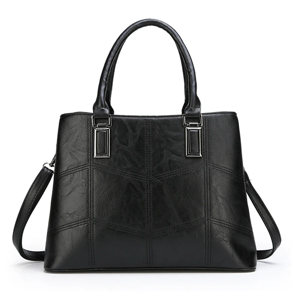 Women Luxury Leather Handbags High Quality Women Bags Designer Ladies Shoulder Bag Woman Big Tote Messenger Bags For Women - Цвет: Black