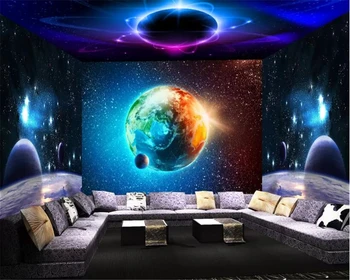 

beibehang wallpaper for walls 3 d Custom Wall Sticker Cool Universe Starry 3D Theme Space 3D Room Wallpaper Whole House Wall
