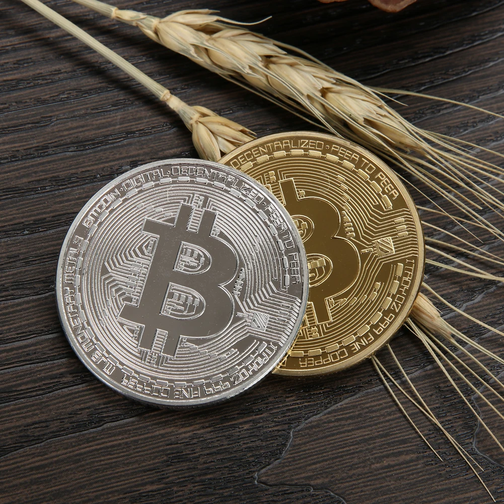 Gold Plated Physical Bitcoins Casascius Bit Coin BTC With Case Gift Physical Metal Antique Imitation BTC Coin Art Collection 1pc