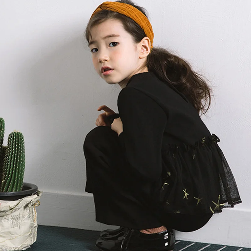 

Brand Girls Suits New 2018 Autumn Long Sleeve Kid Mesh Shirt and Loose Pants Stars Children Cotton Set Baby Two-piece Suit,#3496