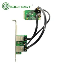 IOCREST мини-pci-express двойной гигабитный ethernet контроллер карты RTL8111 чипов 2 порт rj45 lan 10/100/1000 Мбит/с nic сетевой карты