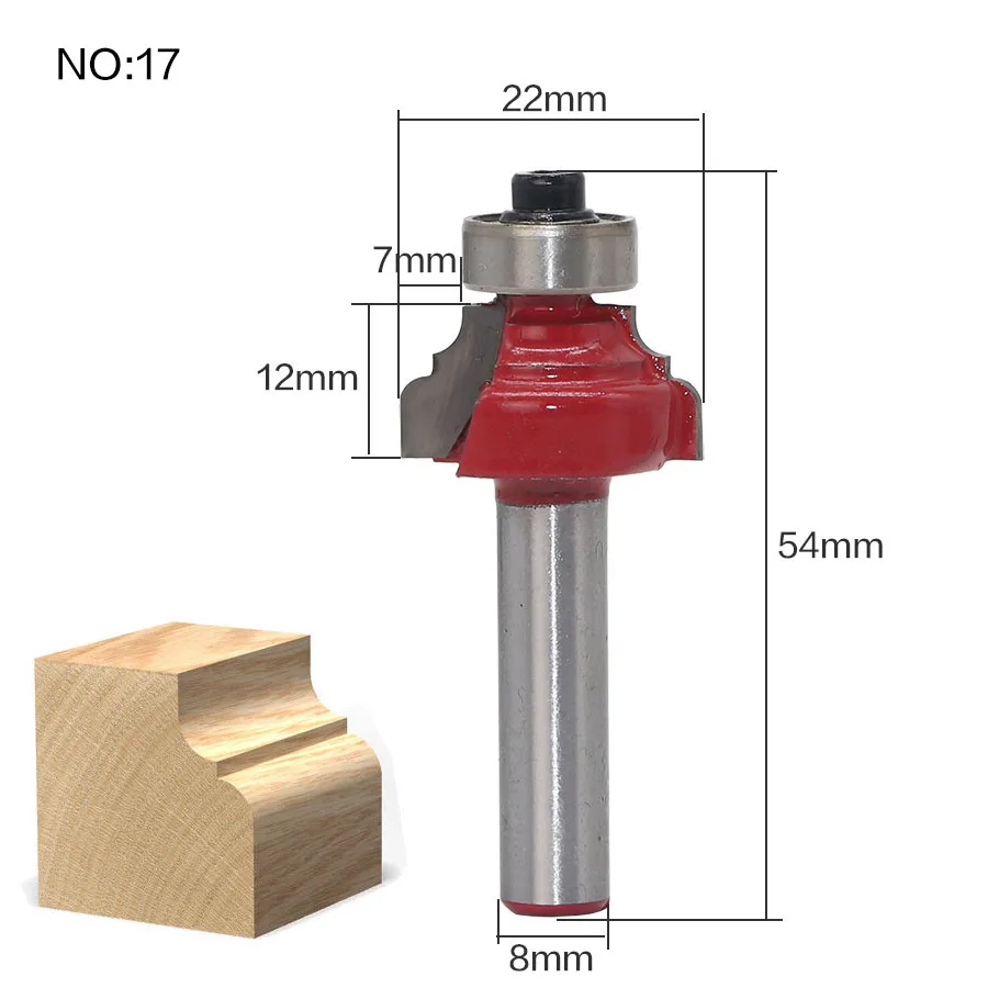 1 шт. 8 мм хвостовик древесины фрезы прямой концевой фрезы триммер очистки заподлицо отделка угловая круглая бухта коробка биты инструменты фрезерные Cutte - Длина режущей кромки: NO17