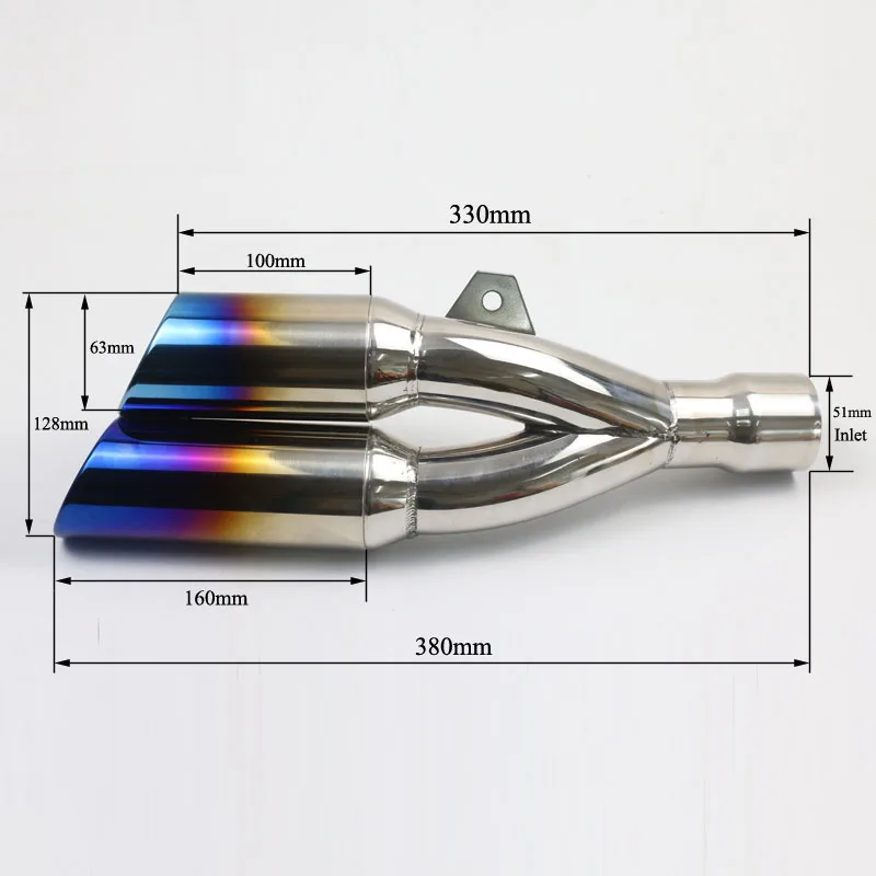 Silenciador de Escape de silenciador de acero inoxidable de Escape de motocicleta de doble agujero para s1000xr yamaha fz8 honda cb650f