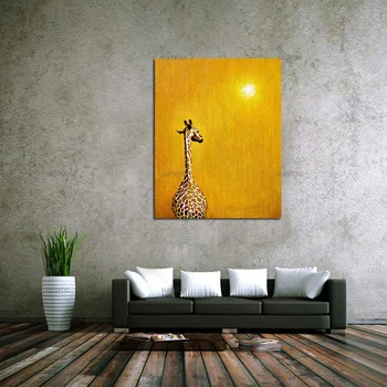 

Newest Hand Painted Nice Giraffe Paintings Wall Painting Picture on Canvas Abstract Decor Animals ModernOil Painting Hang
