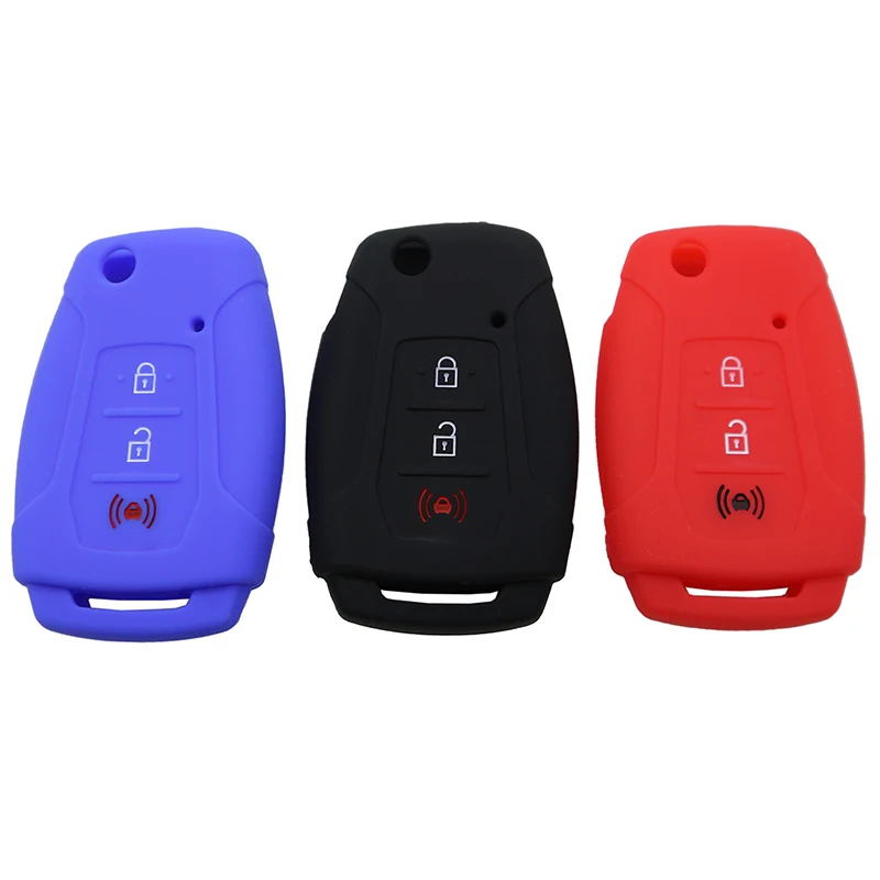 

3 Buttons flip folding remote key case smart silicone rubber key cover for Ssangyong 2015 2016 Tivoli Rexton Korando accessories