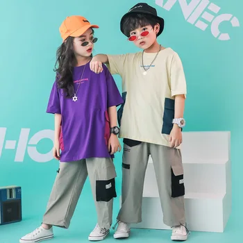 

Children Hip Hop Clothing Oversized Running T Shirt Tops Casual Pants for Girls Boys Dance Costume Ballroom Dancing Clothes Wear